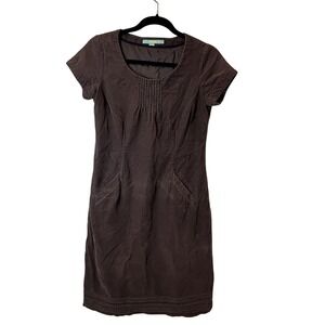 Boden Brown Corduroy Shift Dress Pockets US 4L UK 8L WH368 Retro Mod